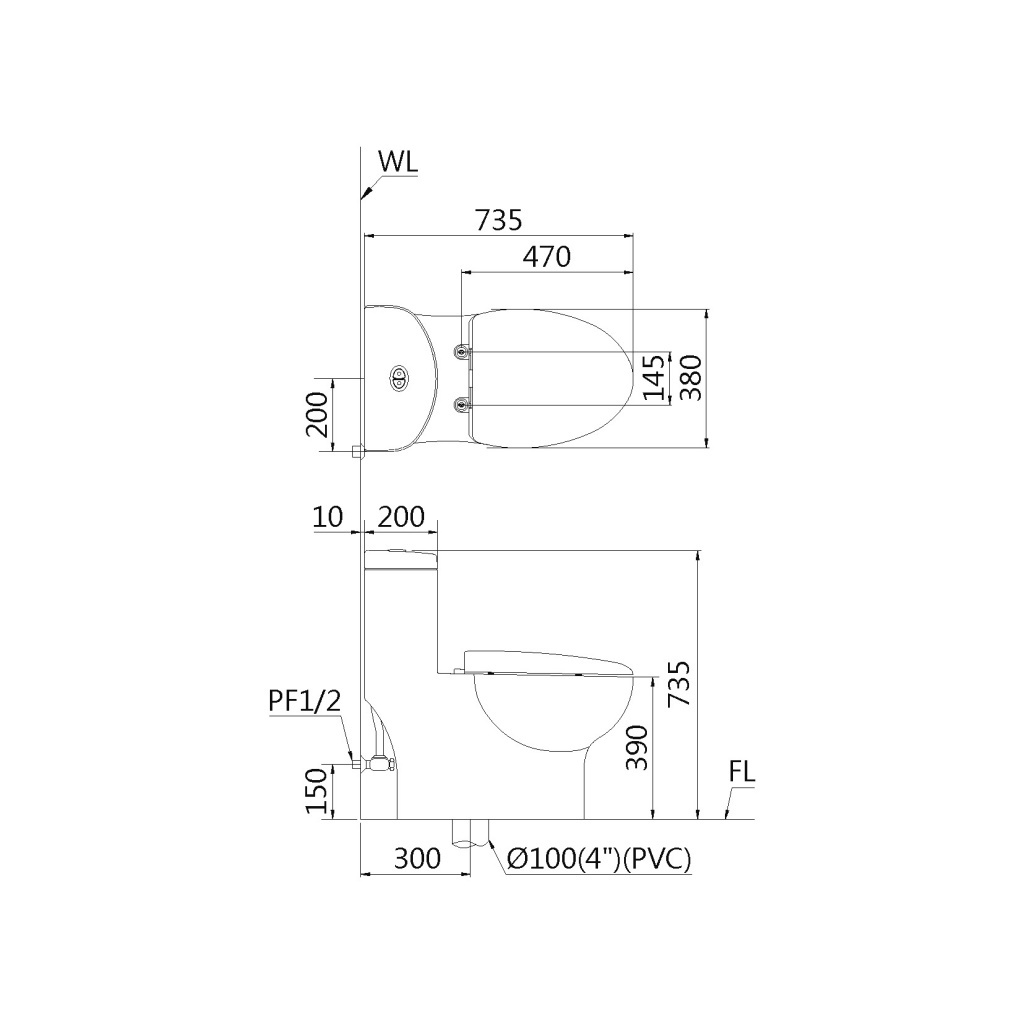 凱撒 馬桶推薦型號 CF1375 / CF1475 二段式省水單體馬桶