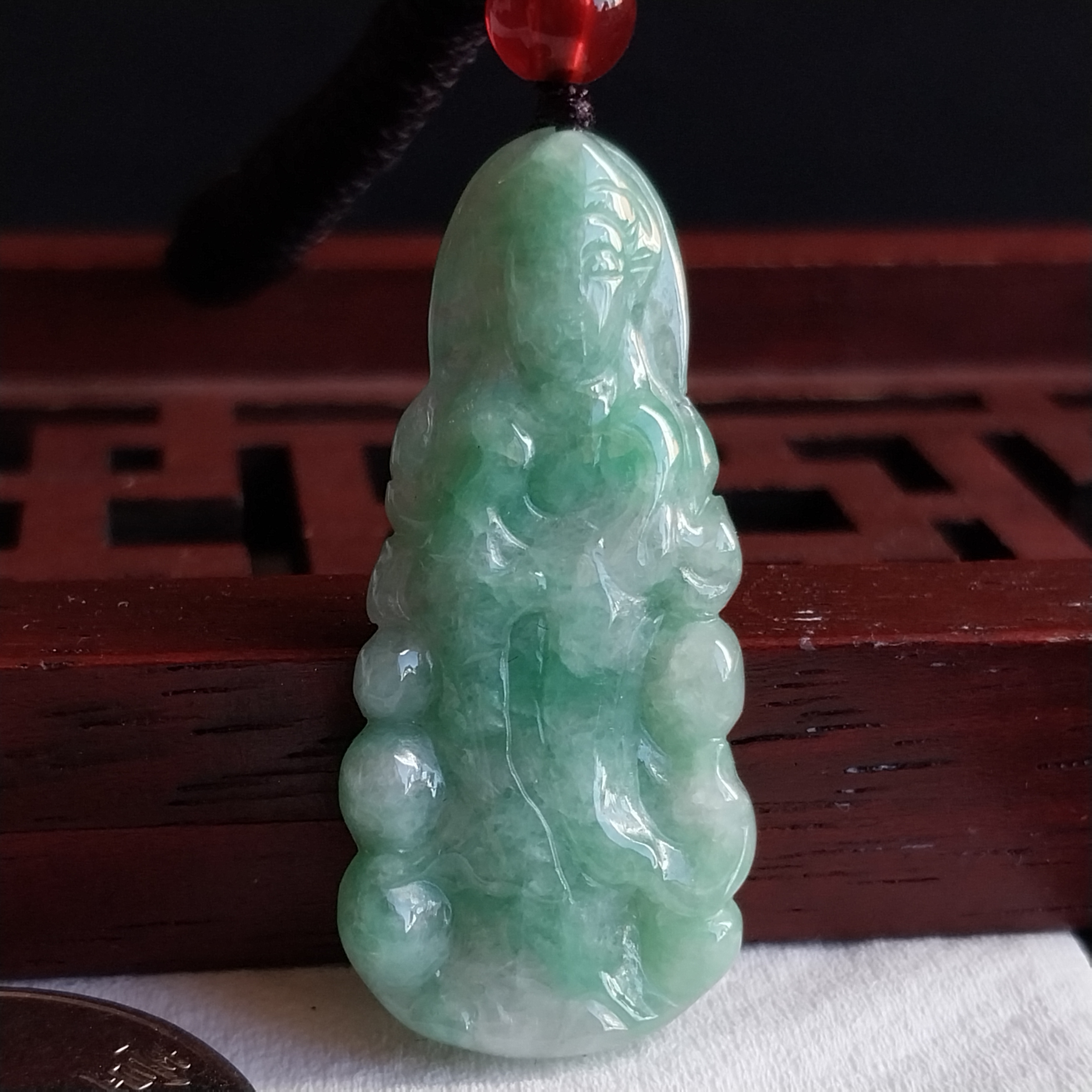 冰糯綠小觀音吊墜, 天然翡翠A玉, 緬甸玉, Jade, Jadeite