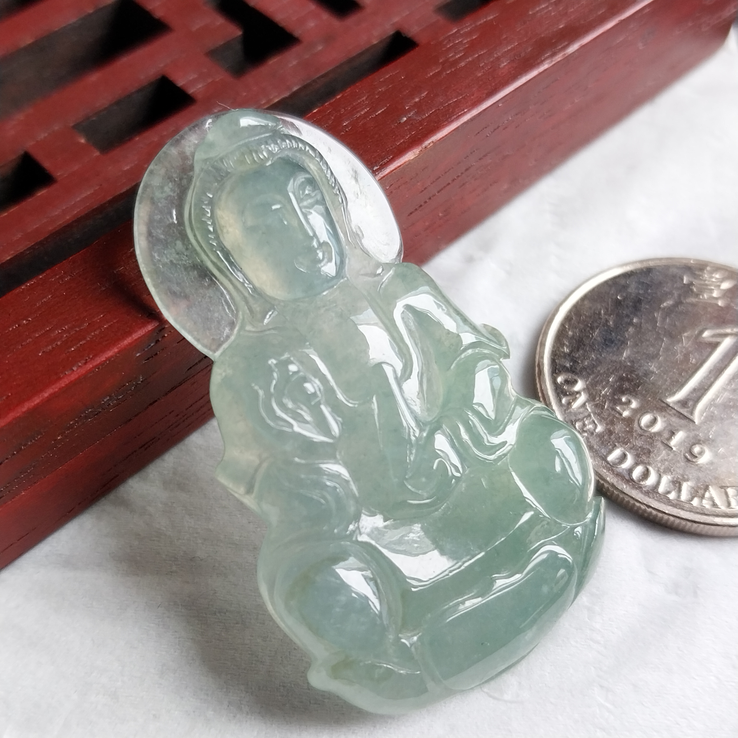 冰綠坐蓮觀音吊墜, 天然翡翠A玉, 緬甸玉, Jade, Jadeite