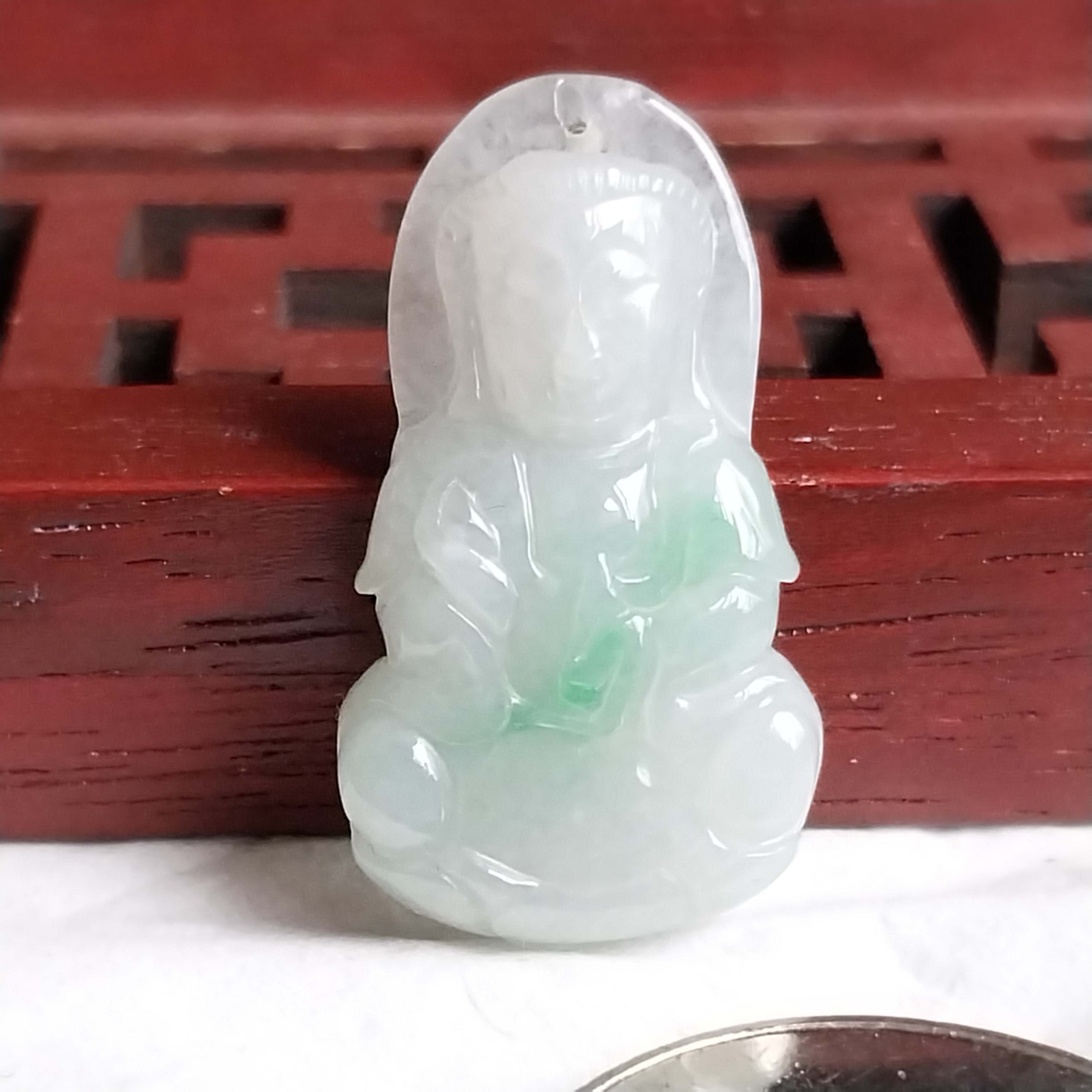 J2106 冰飄綠迷你蓮觀音吊墜