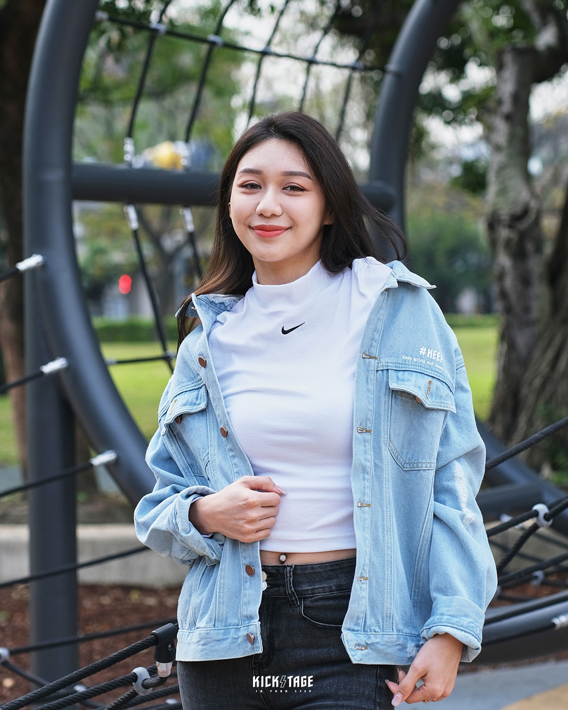 [5折售出無退換]  #KEEP DENIM JACKET 淺牛仔 標語 閃電微笑 破壞 抓破 經典 丹寧外套 牛仔外套【KS149】