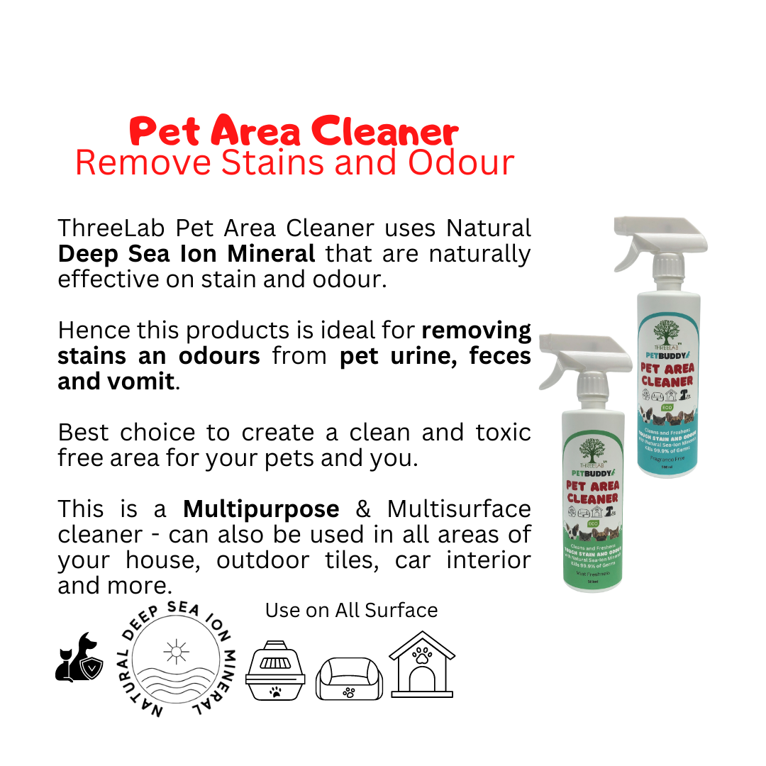ThreeLab Pet Area Cleaner Cleans & Freshens Eliminate Tough Stain and Odour