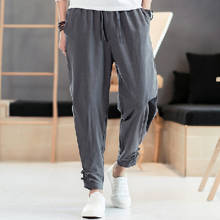 雙盤扣綁腿九分褲