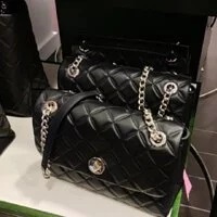 [S] KATE SPADE WKRU7076 SMOOTH QUILTED MEDIUM FLAP SHOULDER BAG,BLACK, 767883695258 (SKS473)