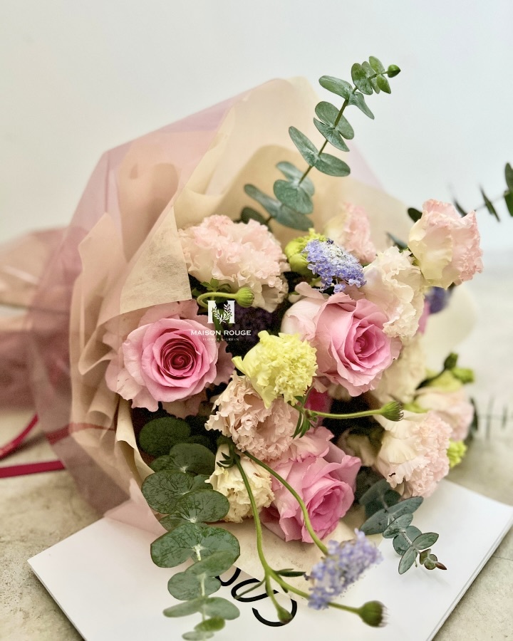 貳樓有花・繽紛馬卡龍（粉）花束款