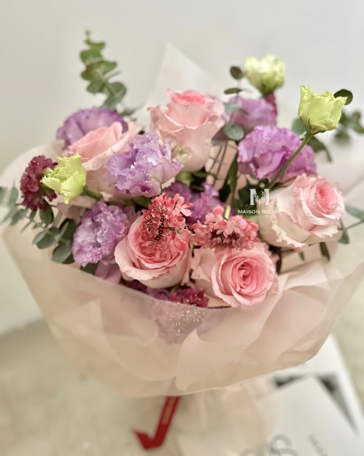 貳樓有花・繽紛馬卡龍（紫）花束款
