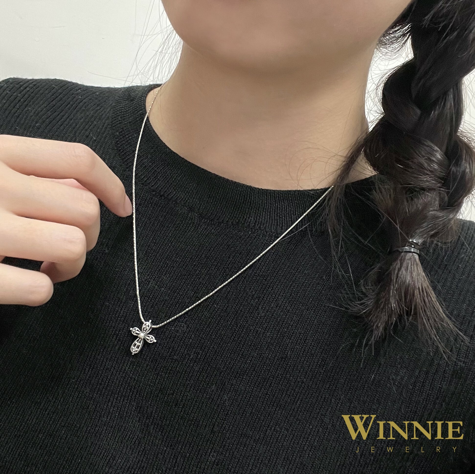 花葉綻放十字墜子