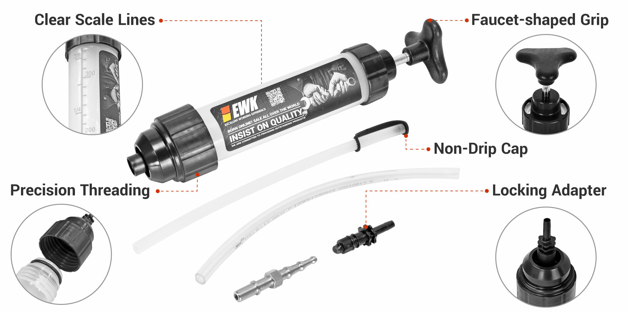 350ml Manual Fluid Syringe Pump Oil Extractor EWK