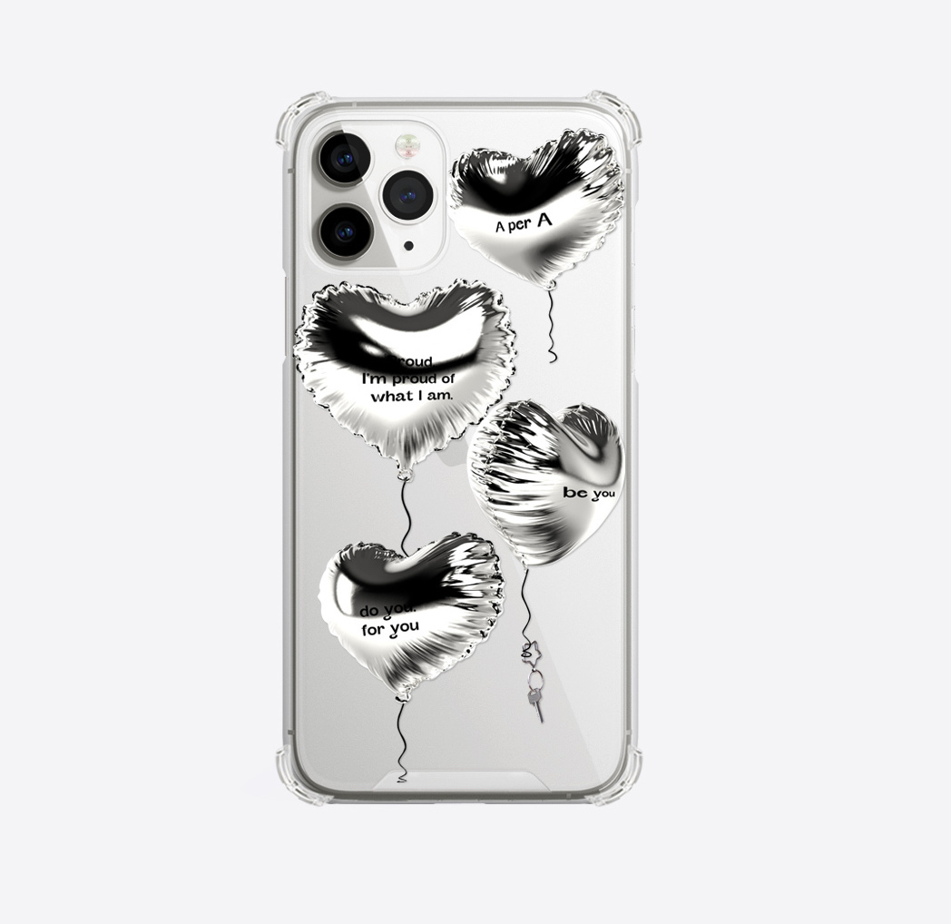 A PER A - Heart Silver Balloon 4 Message 透明硬殼