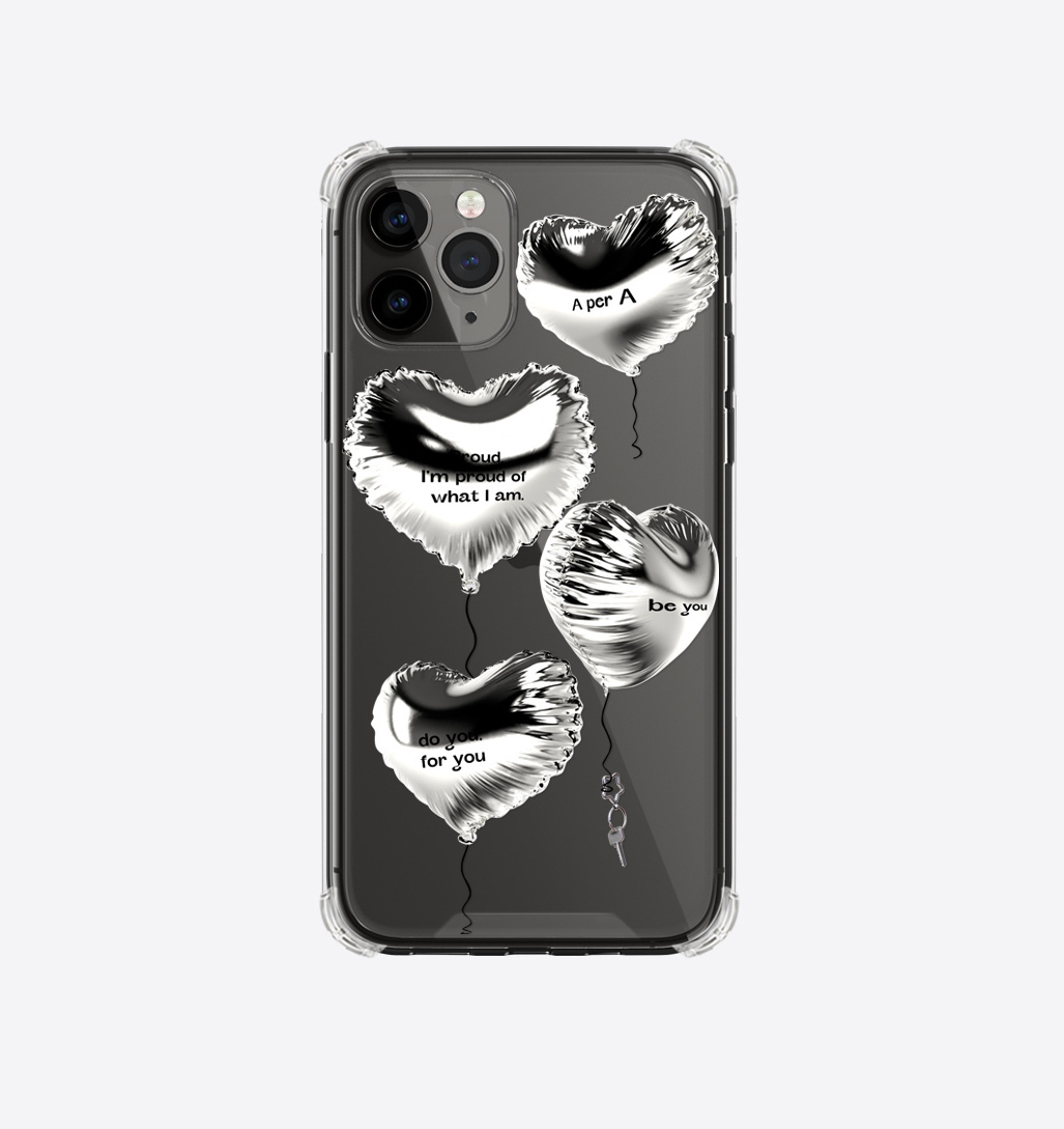 A PER A - Heart Silver Balloon 4 Message 透明硬殼