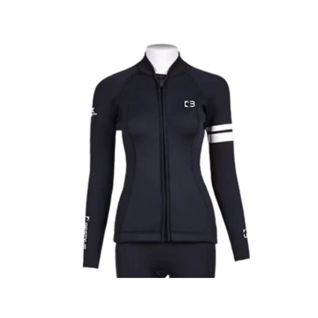 ▲現貨 Bestdive 女款 2mm 彩虹系列 防寒上衣 黑身/手臂白線條