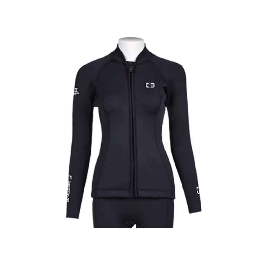 ▲現貨-Bestdive 女款 3mm 黑白系列 防寒上衣-全黑