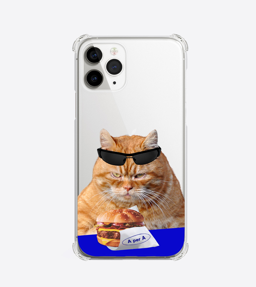 A PER A - gluttony Cat and hamburger 透明硬殼