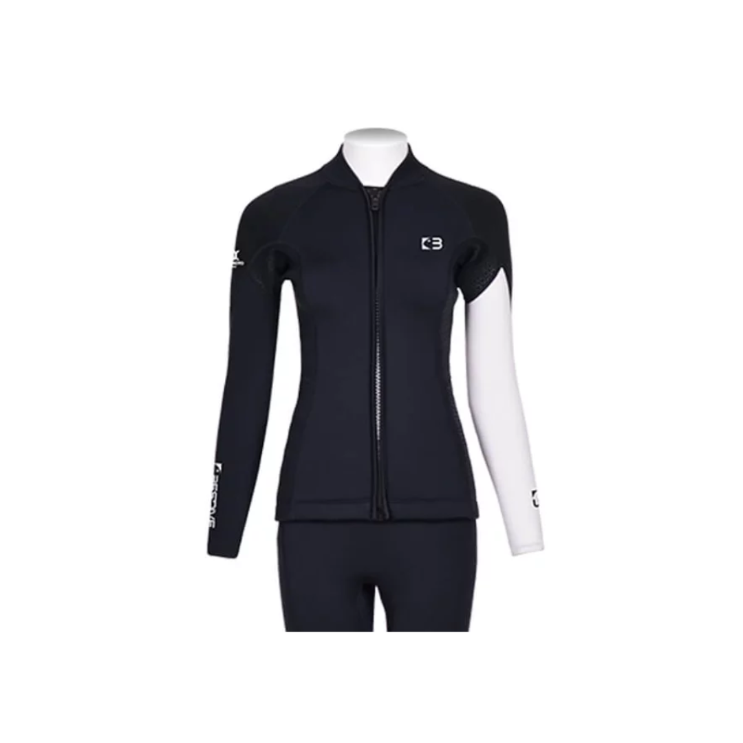 ▲現貨-Bestdive 女款 2mm 黑白系列 防寒上衣-黑身白手