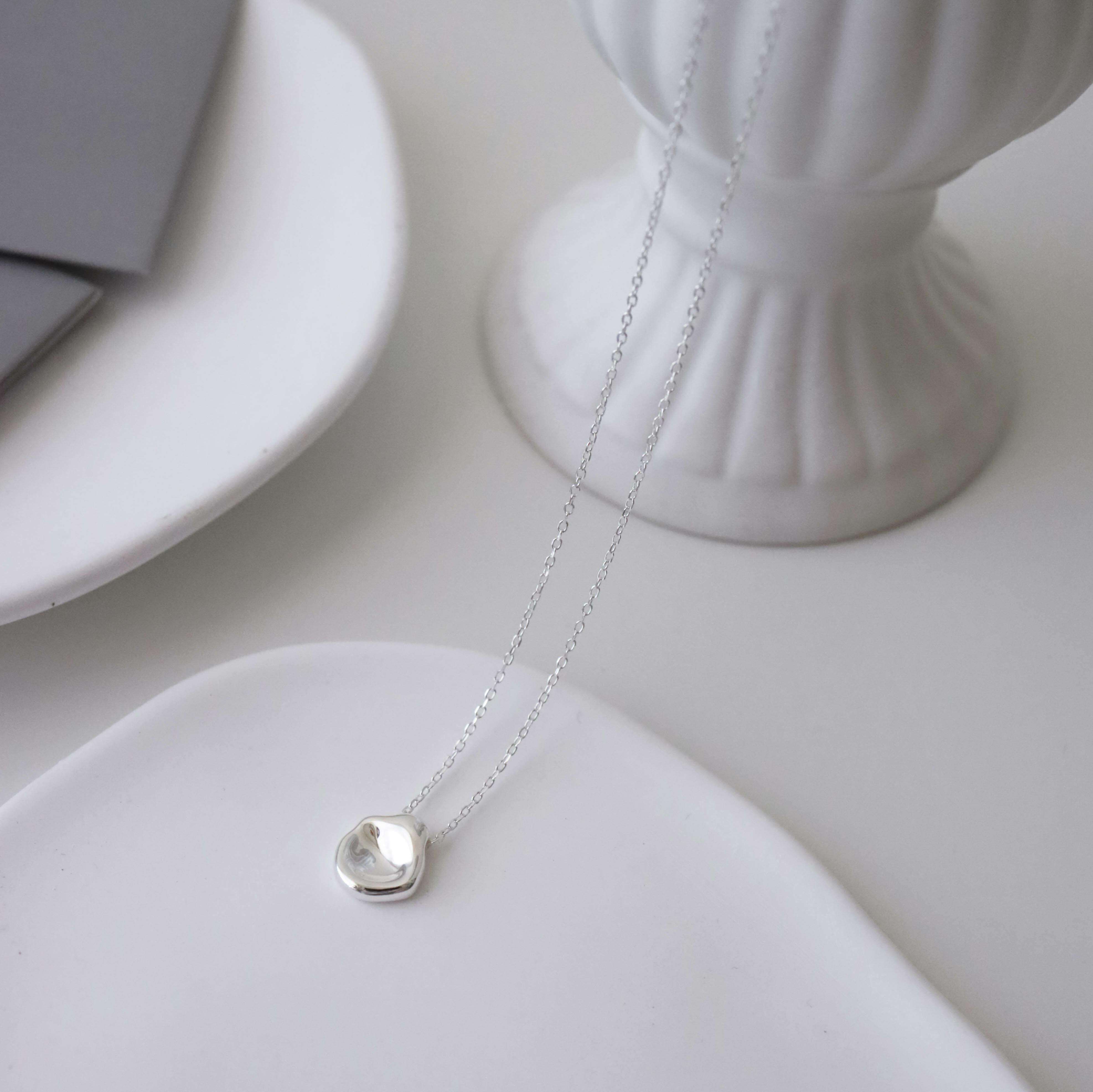 925純銀凹面圓片項鍊