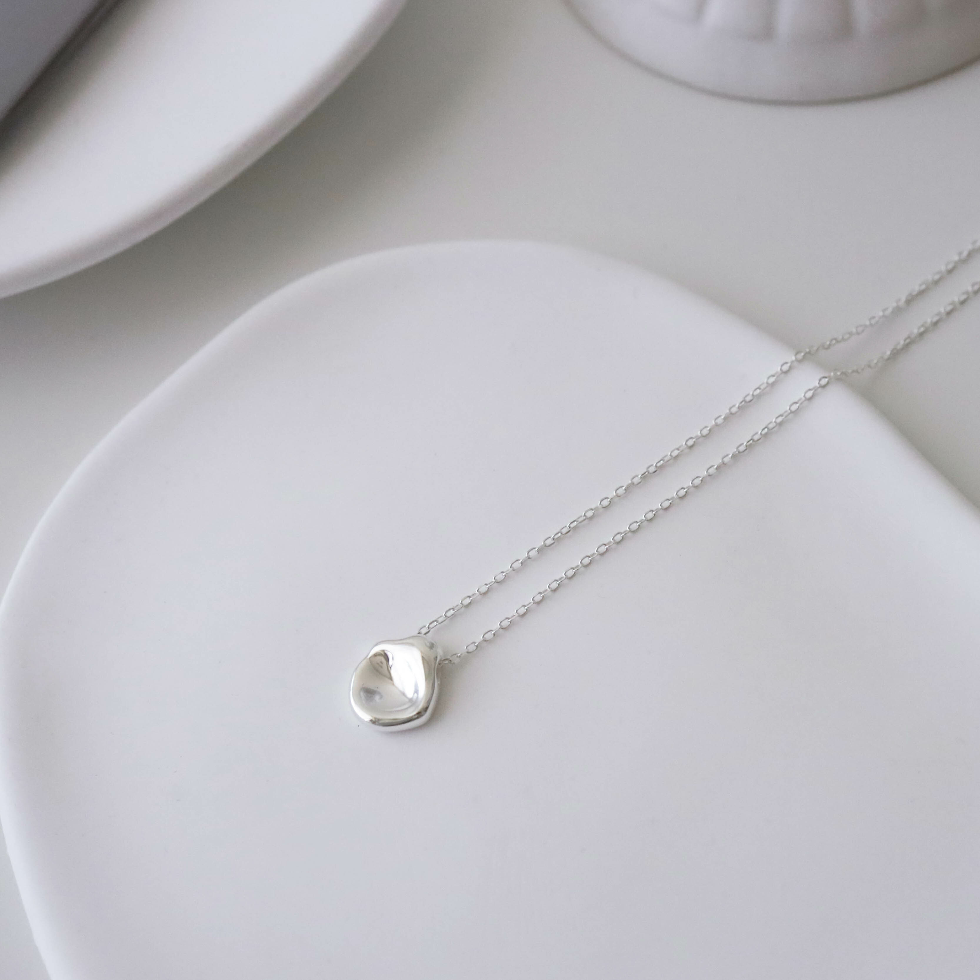 925純銀凹面圓片項鍊