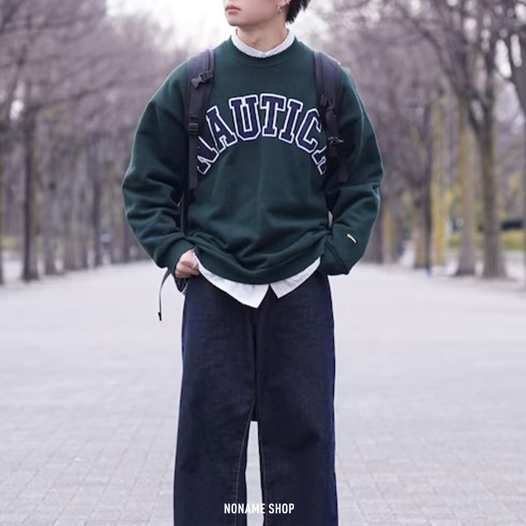 NAUTICA Arch Logo Crewneck Sweatshirt 2.1 大Logo 刺繡大學T