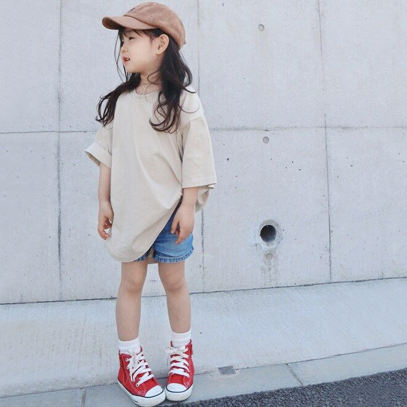 現貨 深灰90.100cm 親子款 純棉五分袖素面上衣 2色