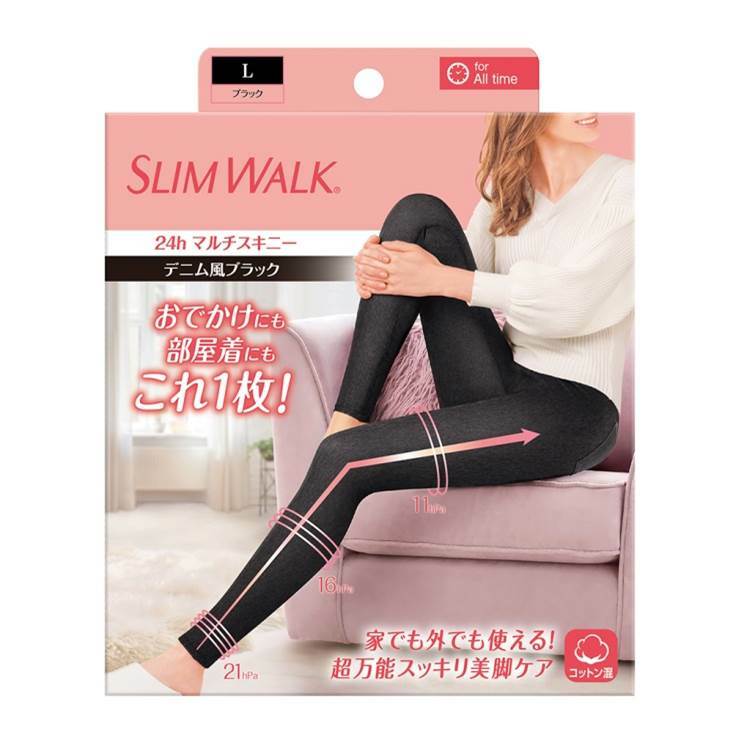 【SLIMWALK】全功能美腿壓力褲(斜紋黑)