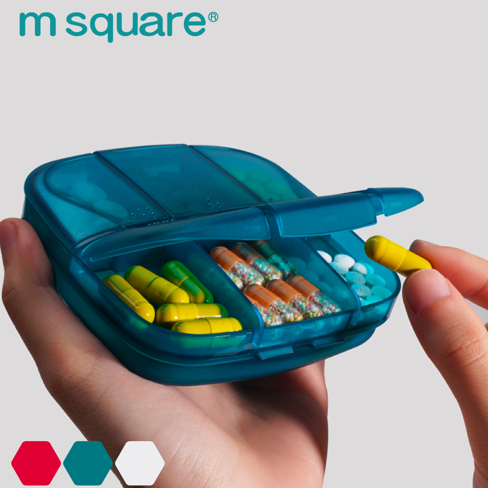 m square 藥盒 (3色入)│6+1格藥盒│隨身迷你藥盒│收納盒│便攜藥片分裝│日本風格
