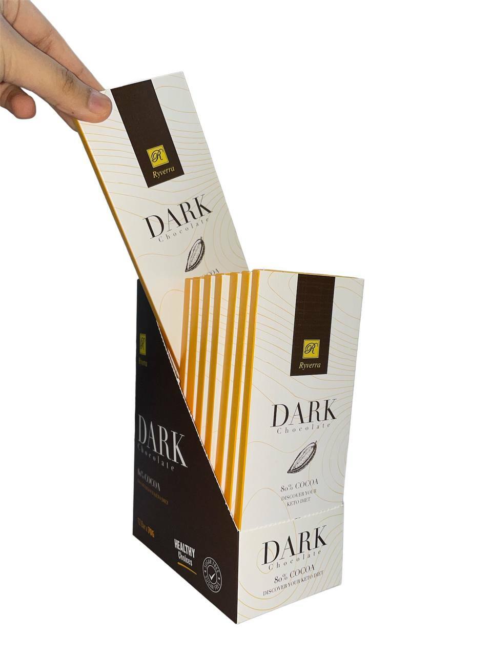 RYVERRA CHOCOLATE Sugar Free Chocolate Bar Diet Keto (80% Cocoa)