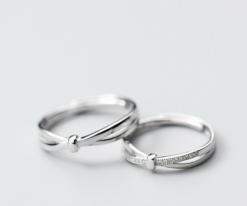 素面扭結純銀調整對戒