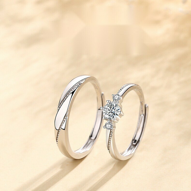 線鑽造型純銀調整對戒