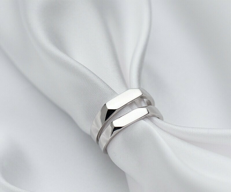 素面造型純銀調整對戒