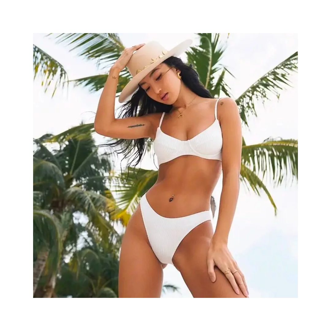 ▲Yukari Matcha 性感螺紋鋼胸比基尼-白 [TB070]