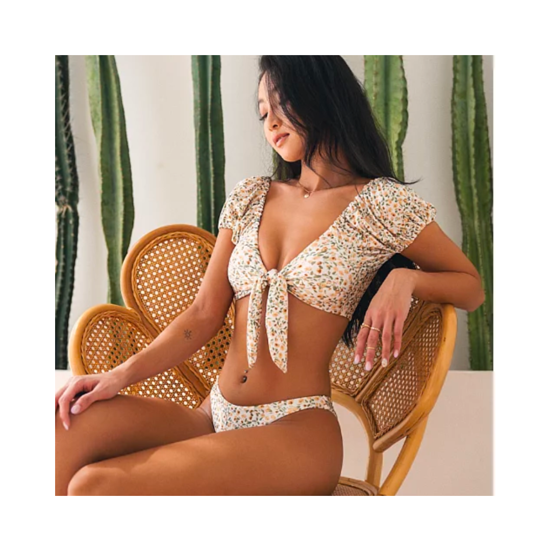 ▲YUKARI Mati 歐美小碎花泡泡袖經典款比基尼 [TB096]