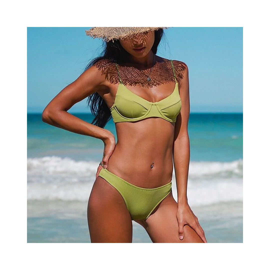 ▲Yukari Matcha 性感螺紋鋼胸比基尼 [TB070] 抹茶綠