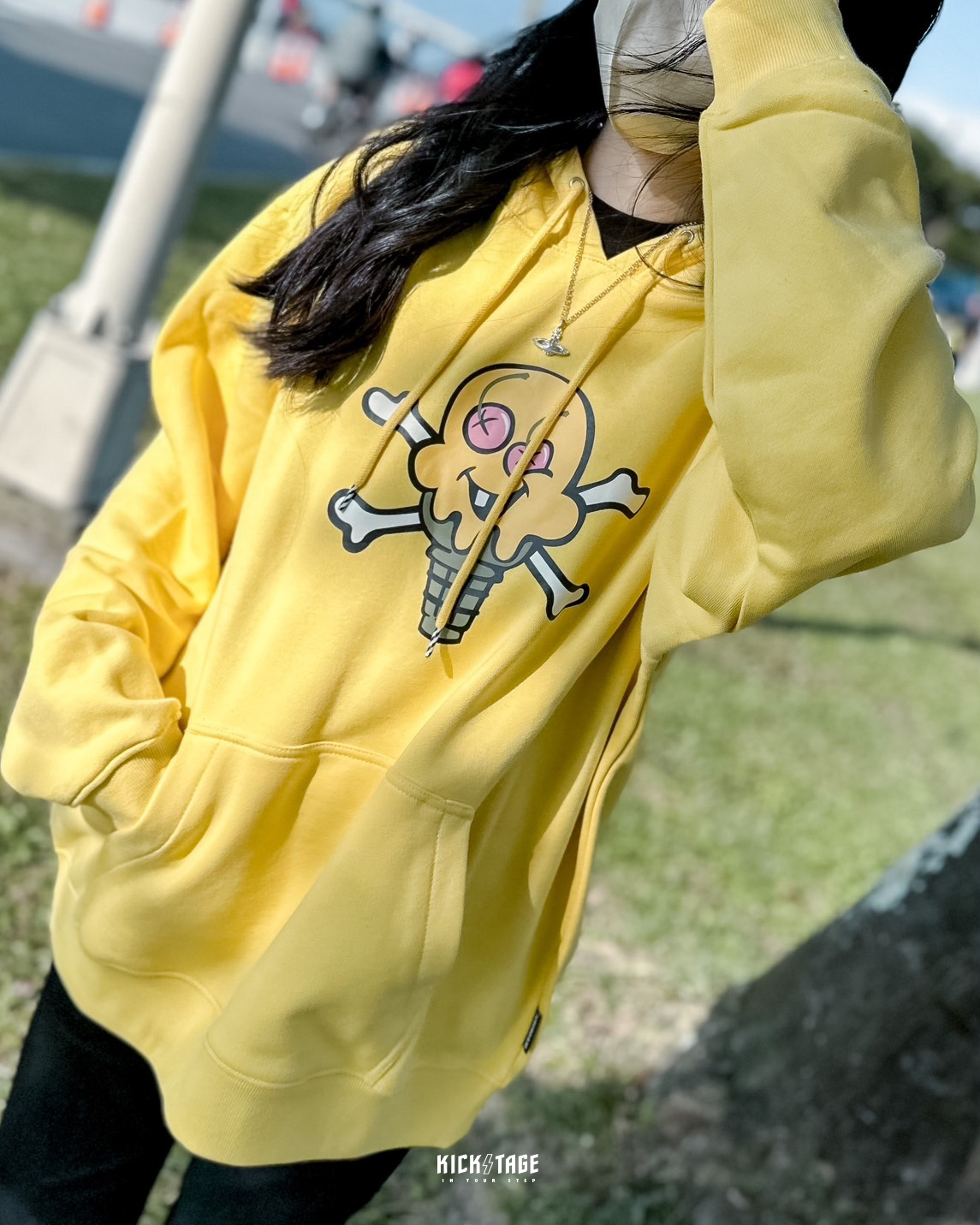 **特價商品售出不退換**ICE CREAM CONES HOODIE 黑色 粉紅 黃色 冰淇淋 骷髏 毛巾布 帽T【IC421-8307】