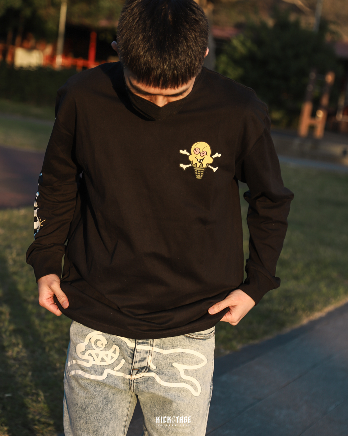 **特價商品售出不退換**ICE CREAM HENRY LS 黑色 黃色 粉色 骷顱 冰淇淋 印花 鑽石 手臂LOGO 長T【421-8300】