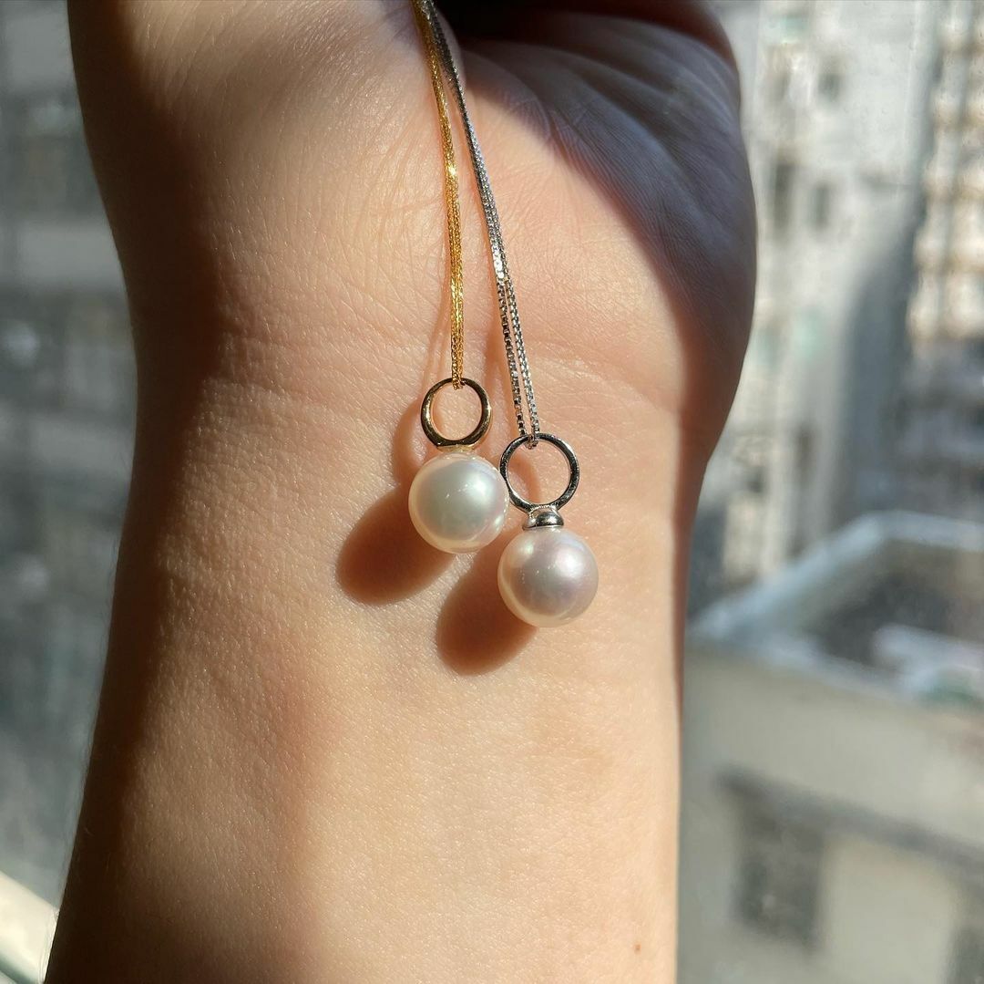 粉白AKOYA珍珠18k金吊墜 （產品編號：NP001)