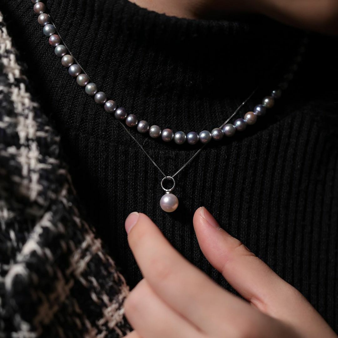 粉白AKOYA珍珠純銀吊墜（產品編號：NP002)