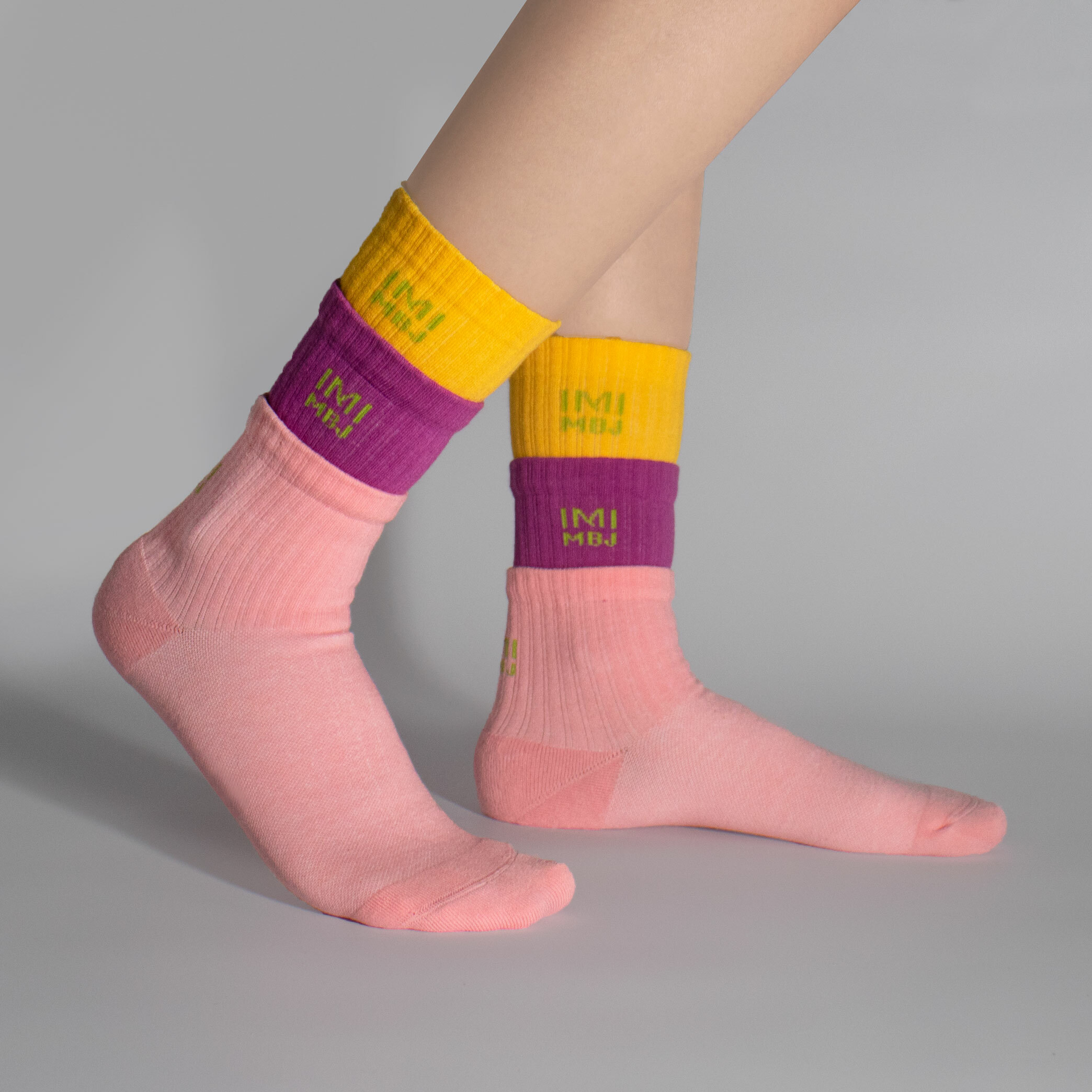 黃紫粉｜三層襪．壓力3/4襪