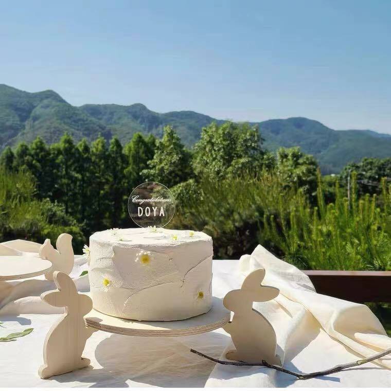 小兔儀式感蛋糕木質托盤