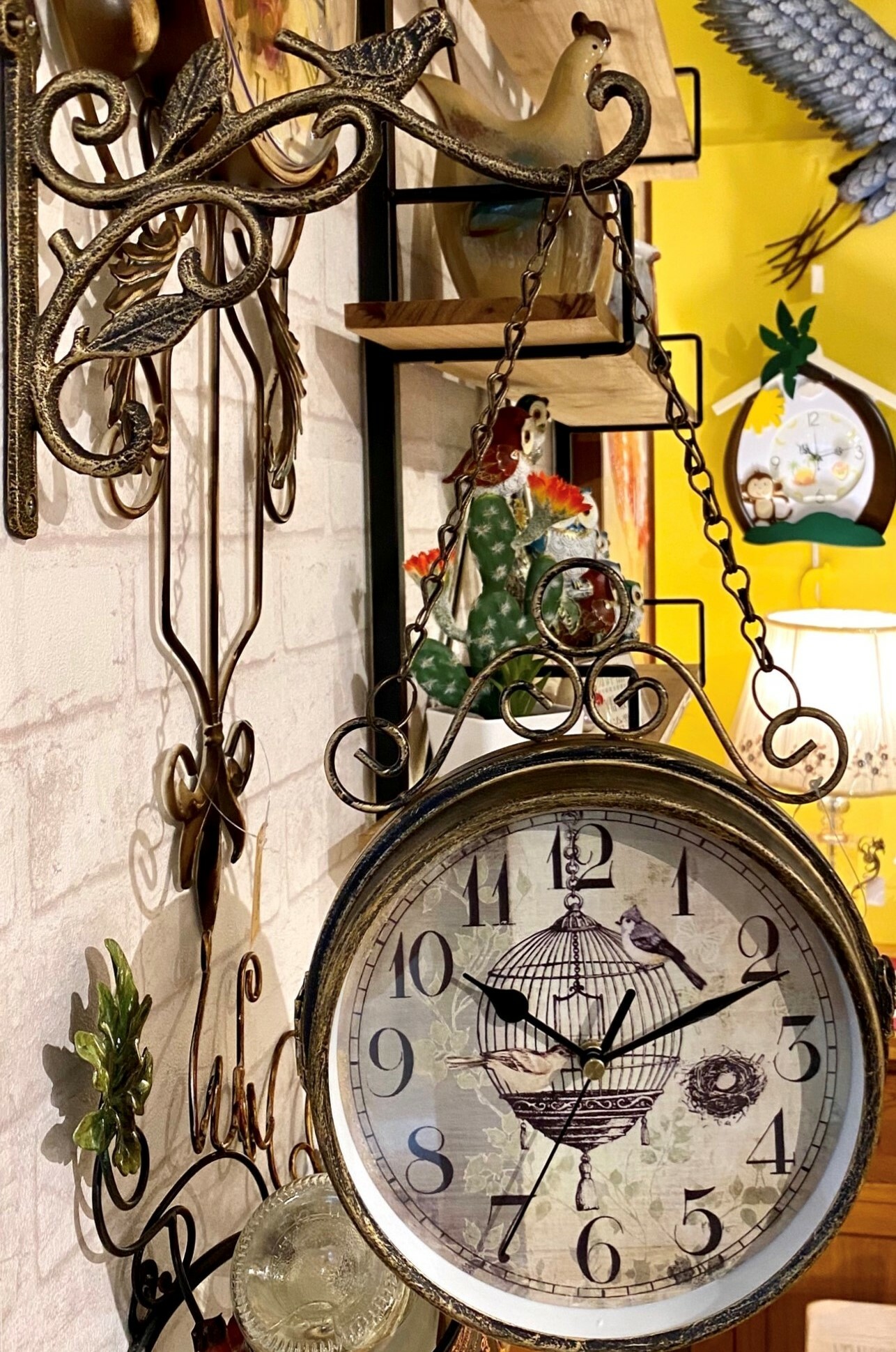 雙面掛鐘-鳥籠