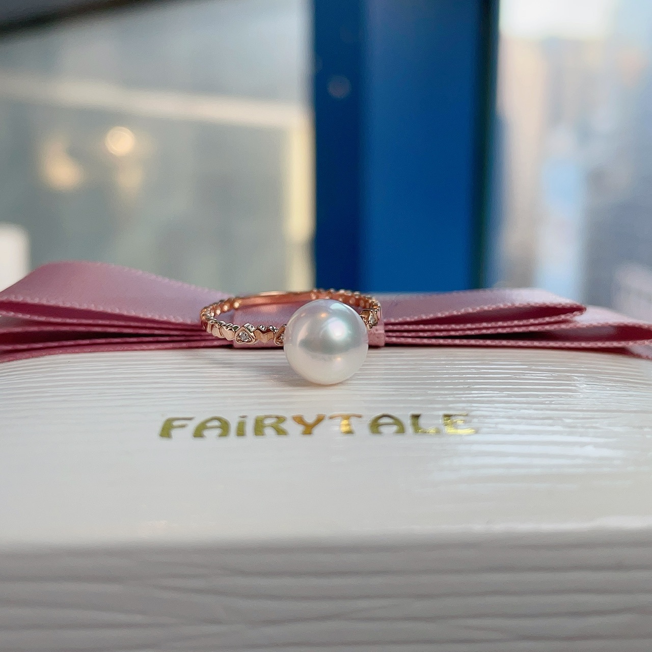 18K金日本Akoya珍珠鑽石戒指 (7.5-8mm)