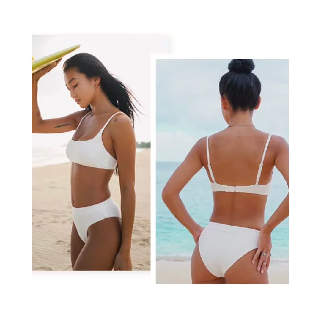 ▲斷貨 Yukari Haleiwa 白色螺紋細肩帶中腰比基尼 [YB049]