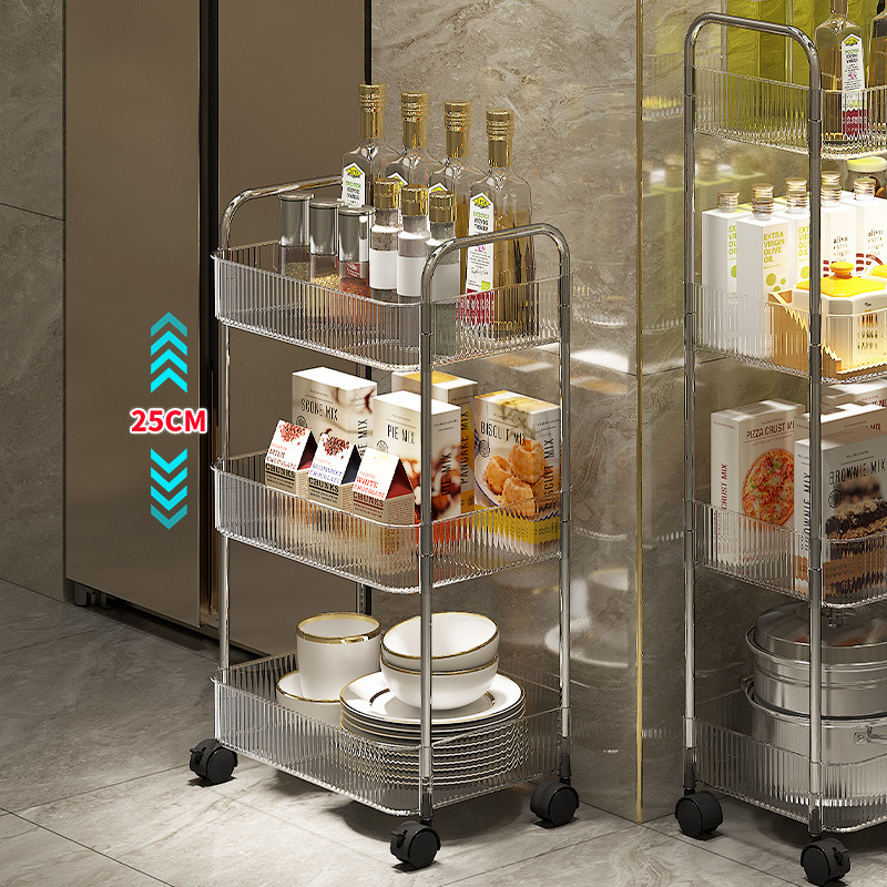 《1601》輕奢質感透明置物推車