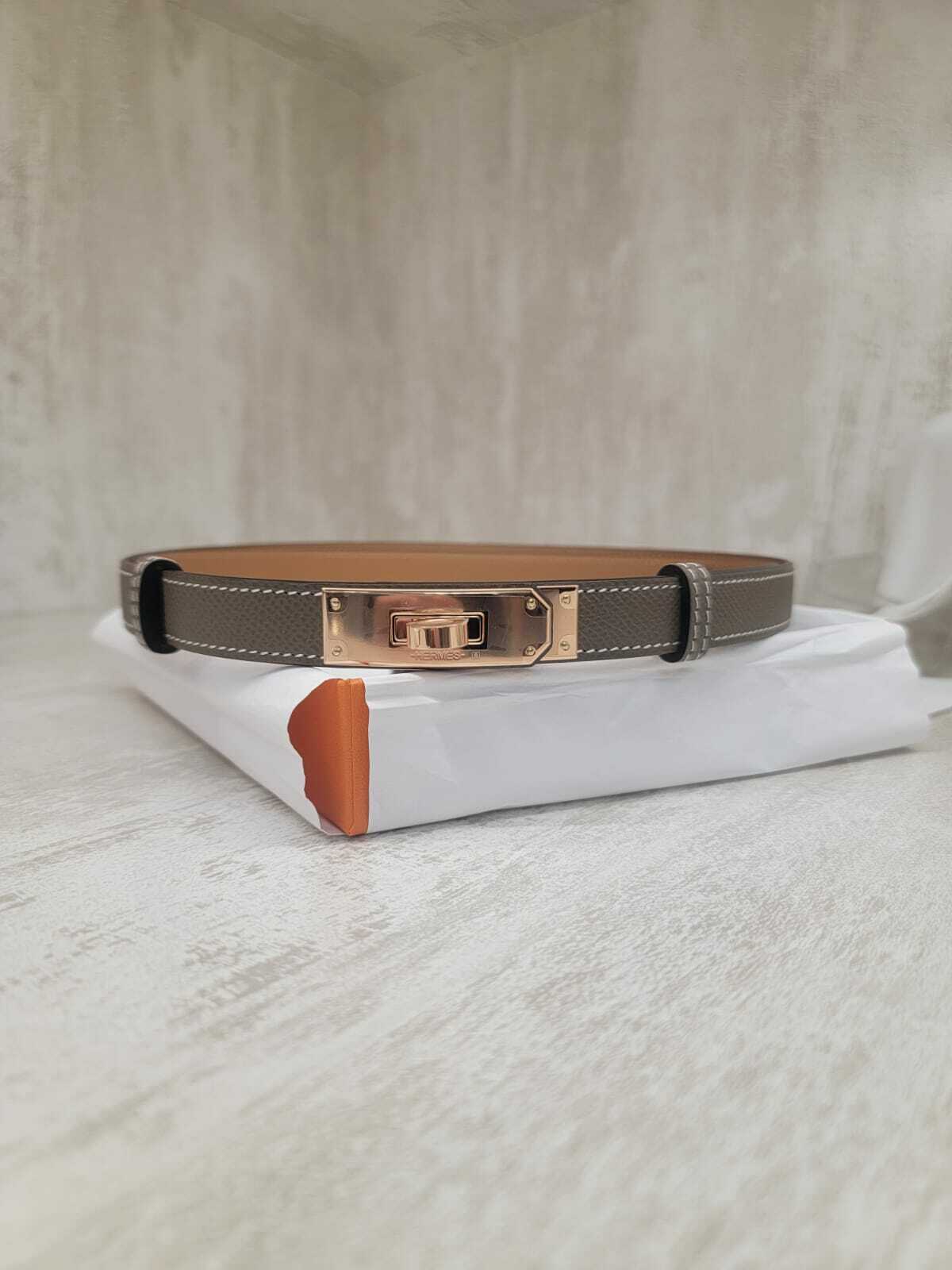 HERMES Kelly BELT etoupe FO 大象灰玫瑰金扣