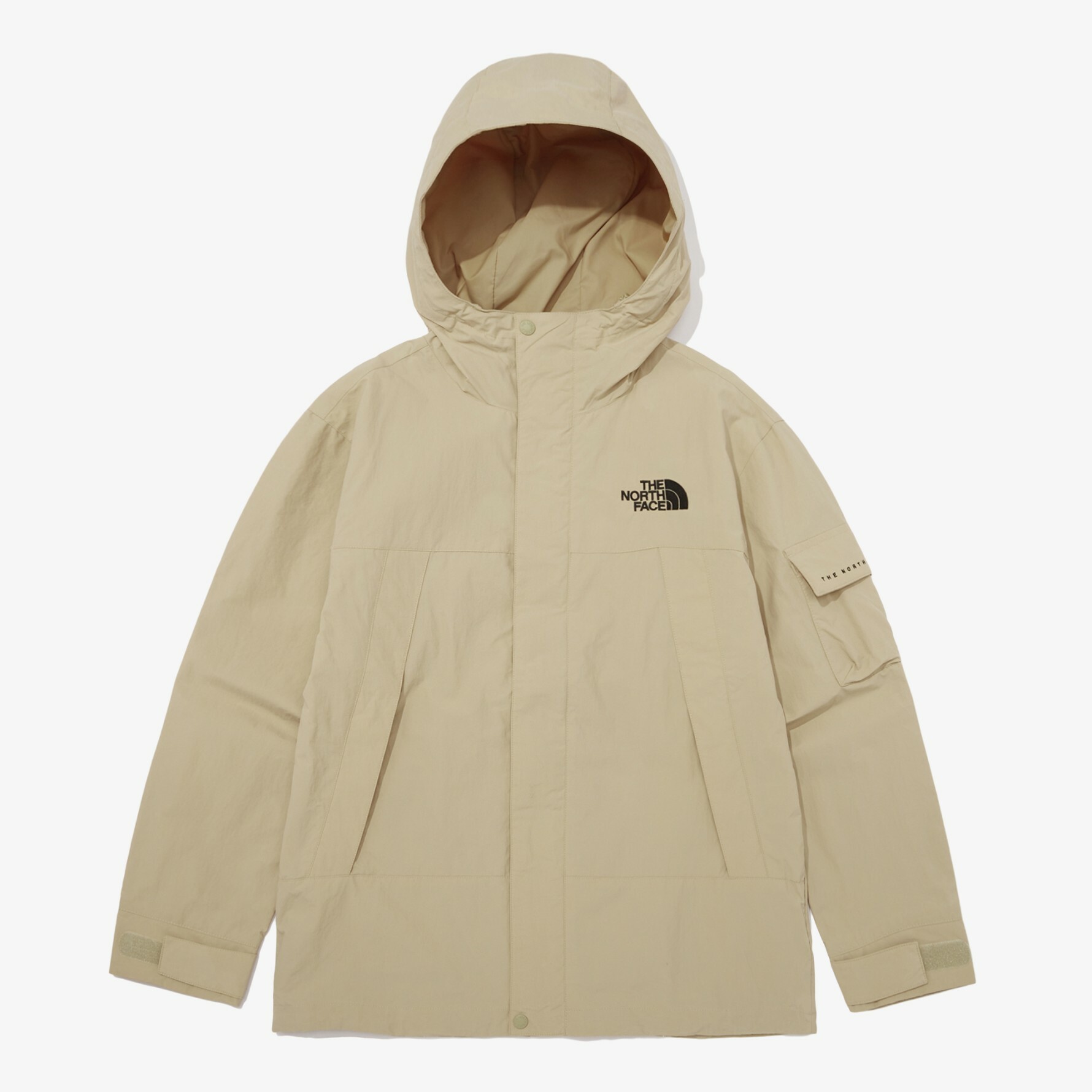 THE NORTH FACE 白標MANTON 臂繡口袋連帽外套米黃NJ3BP01K