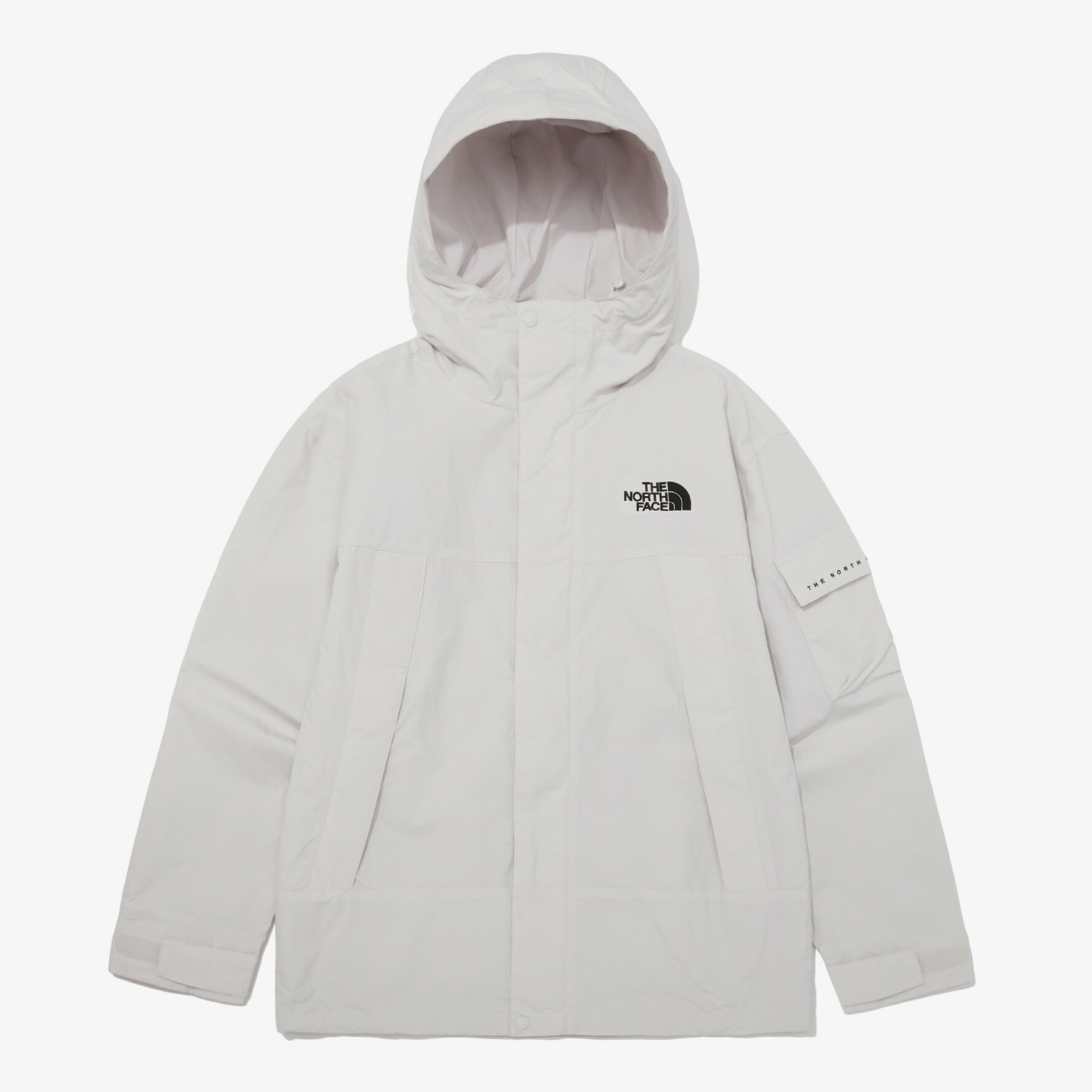 THE NORTH FACE 白標 MANTON 臂繡口袋 連帽 外套 白灰 NJ3BP01L
