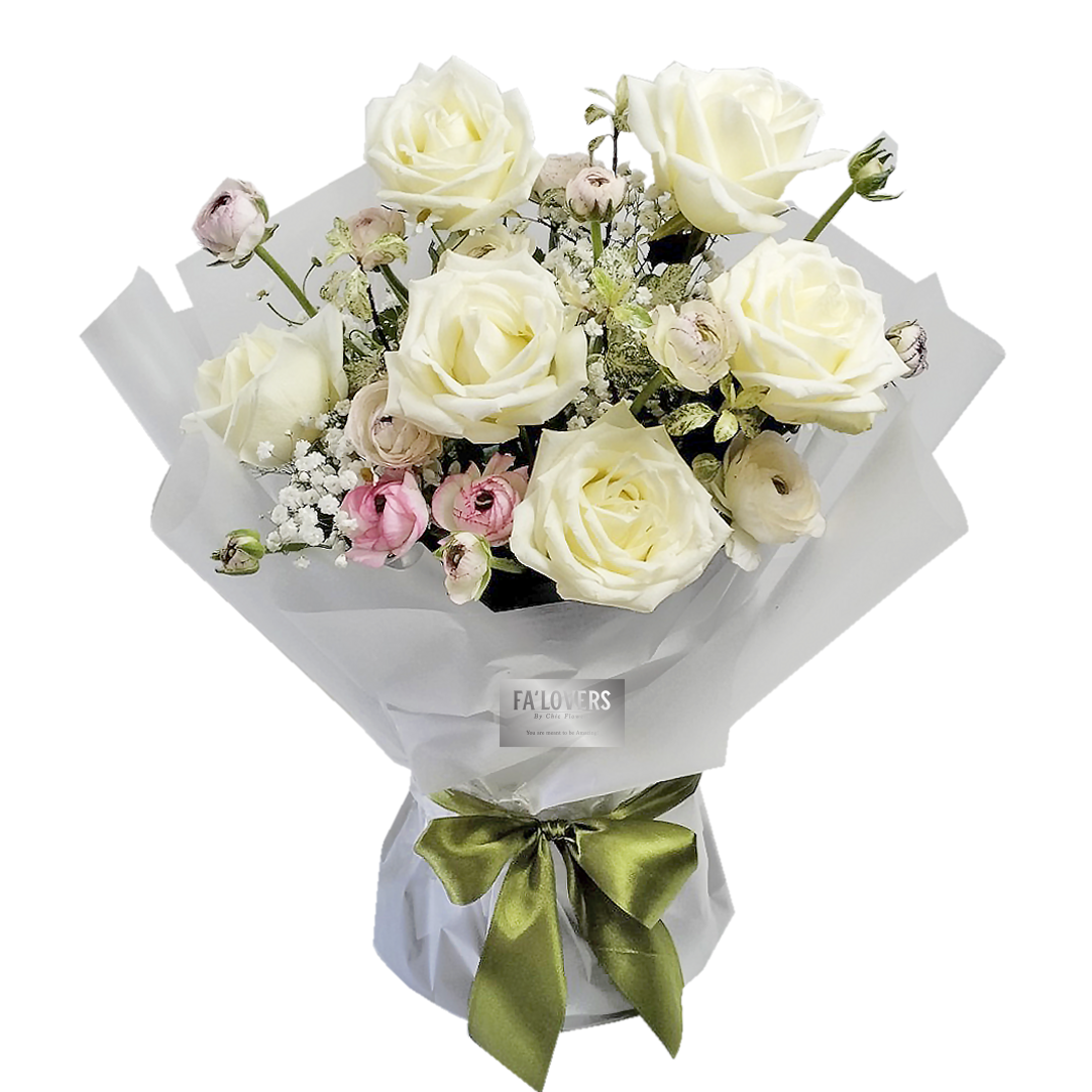 【RAINBOW WHITE/GREEN】玫瑰花束