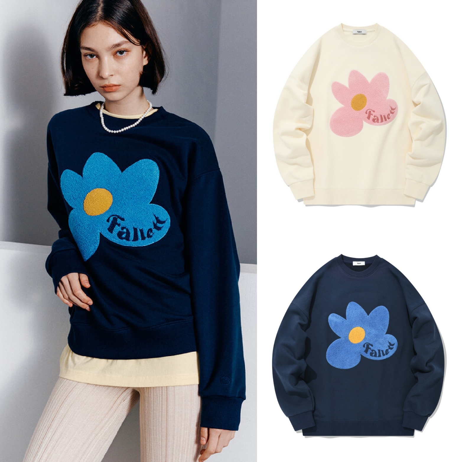 fallett] Boucle Flower Sweatshirt (2 colors)