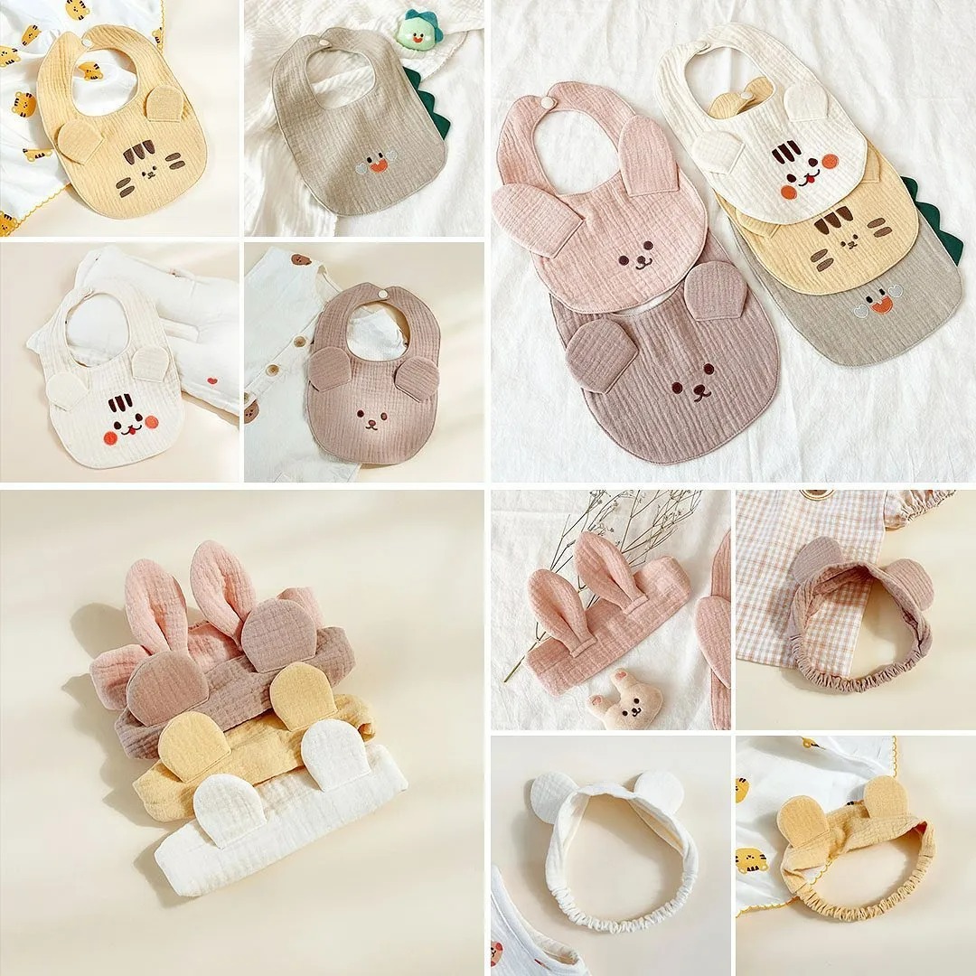 animal color bib & headbands