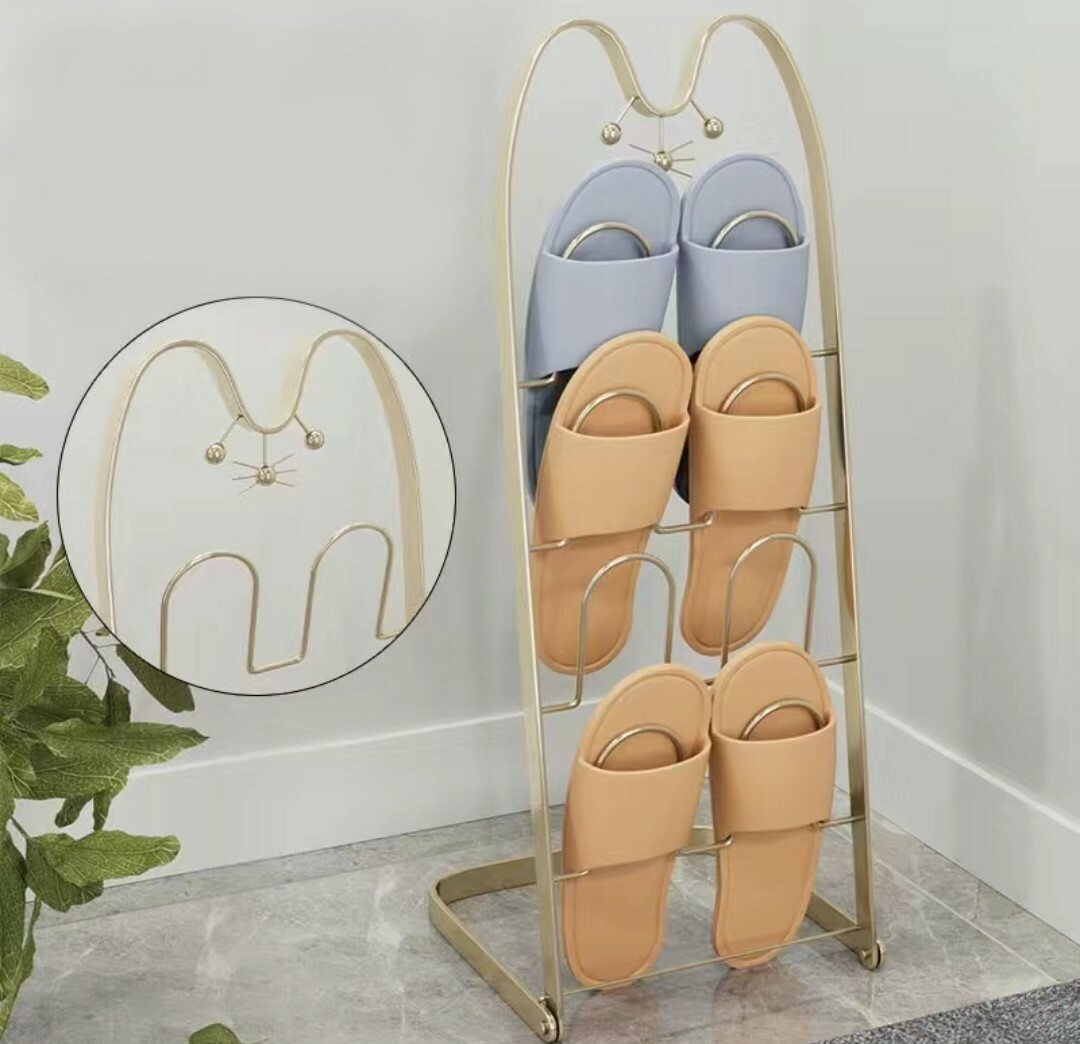 北歐簡約貓咪拖鞋架