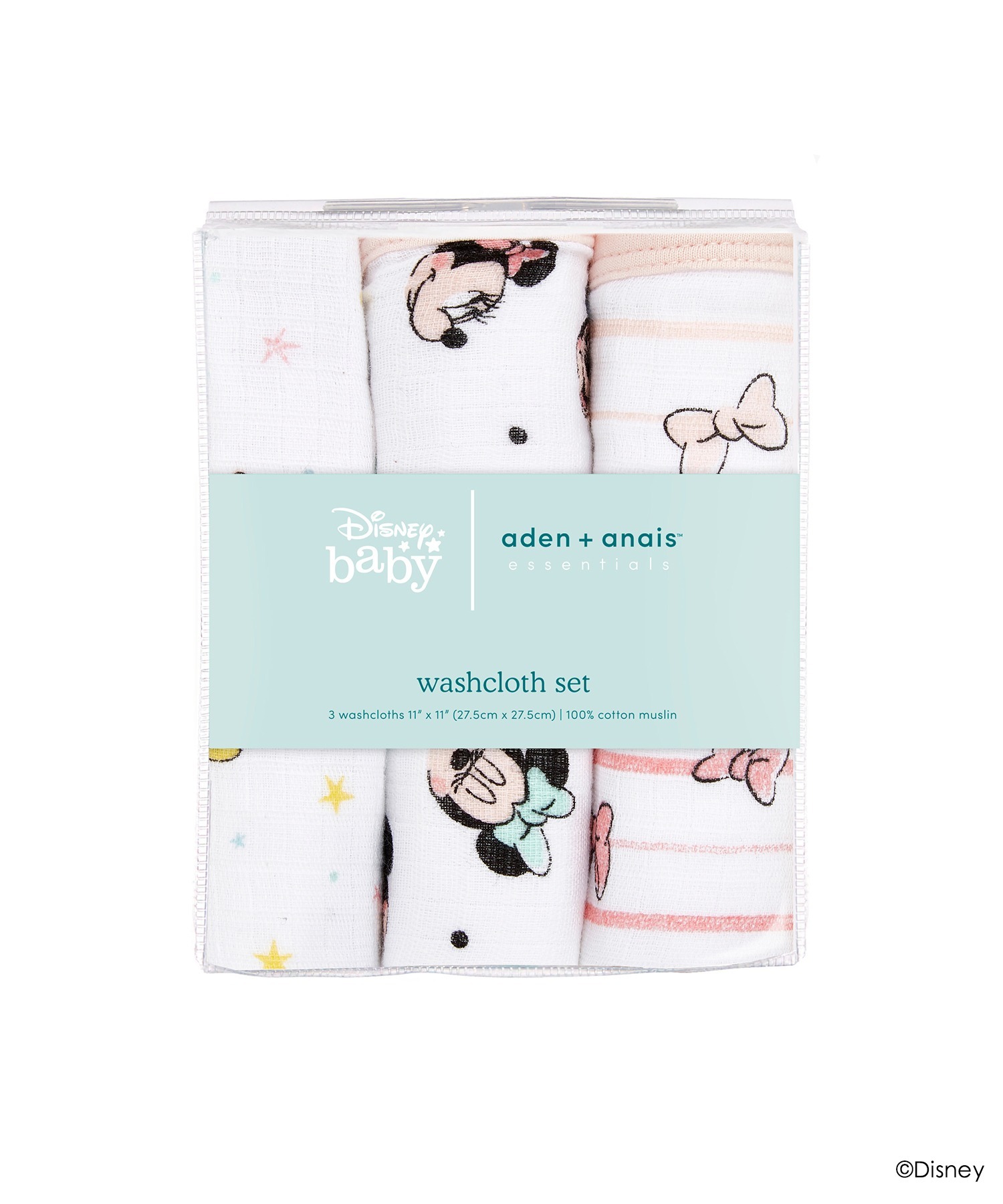 Aden+Anais 迪士尼萬用小方巾(3入)-彩虹米妮(27X27公分)