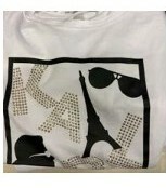 [S] KARL LAGERFELD RHINESTONE LOGO TEE,WHITE/GOLD, L2WHC071-WHG, FINAL SALE(SKL470)